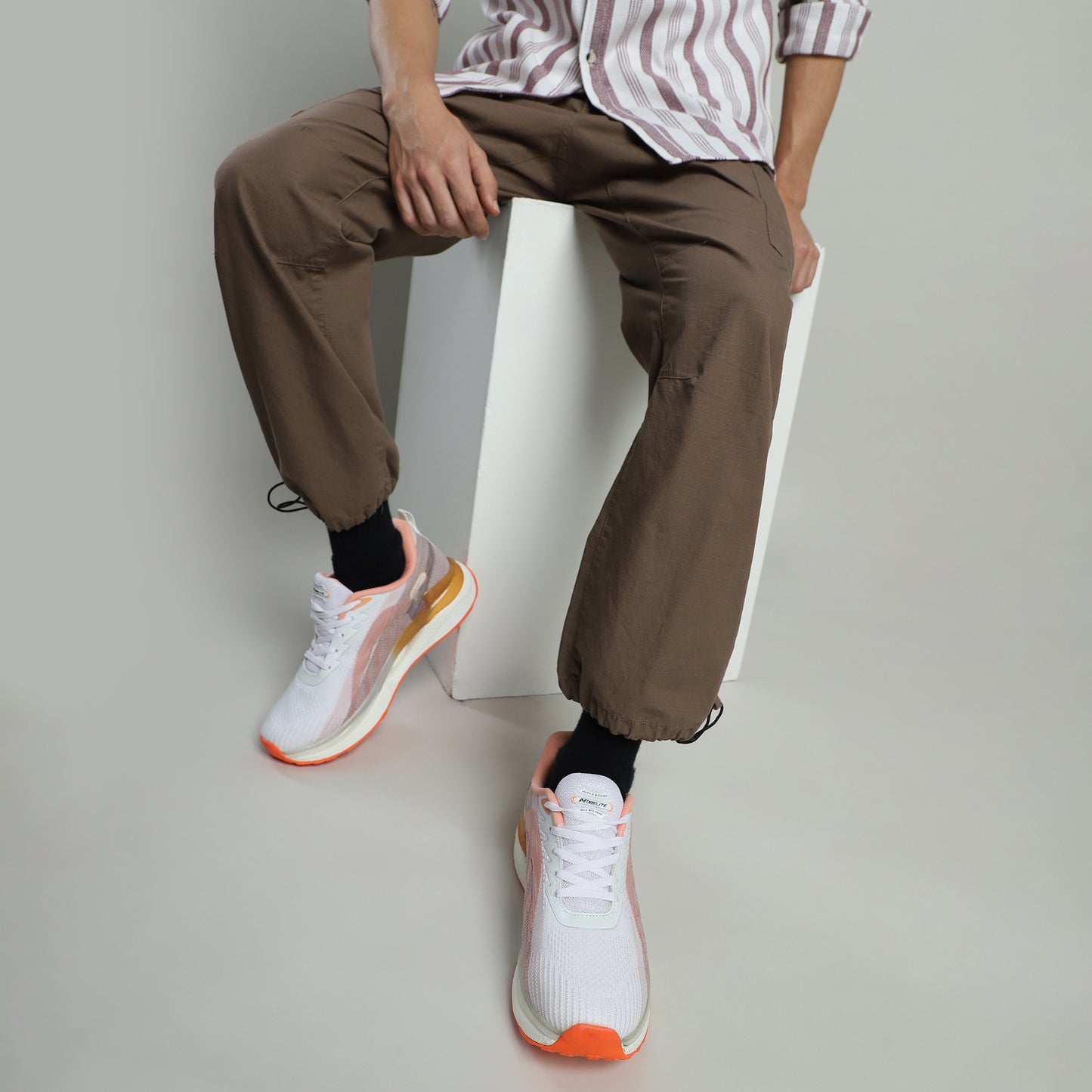 Hype White-Orange - Men Sport Shoes