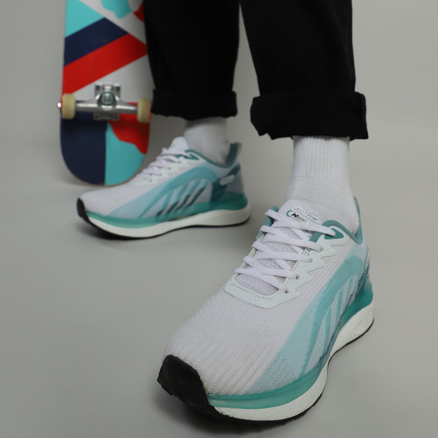 Hype White Sea Green - Men Sport Shoes