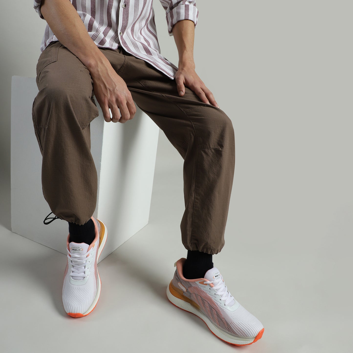 Hype White-Orange - Men Sport Shoes